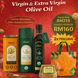 Minyak Zaitun Sihate - Combo Voo Cooking Oil 1 Liter & Evoo Early Harvest 250ml