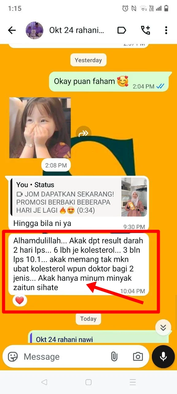 Kolesterol 10 Turun 6